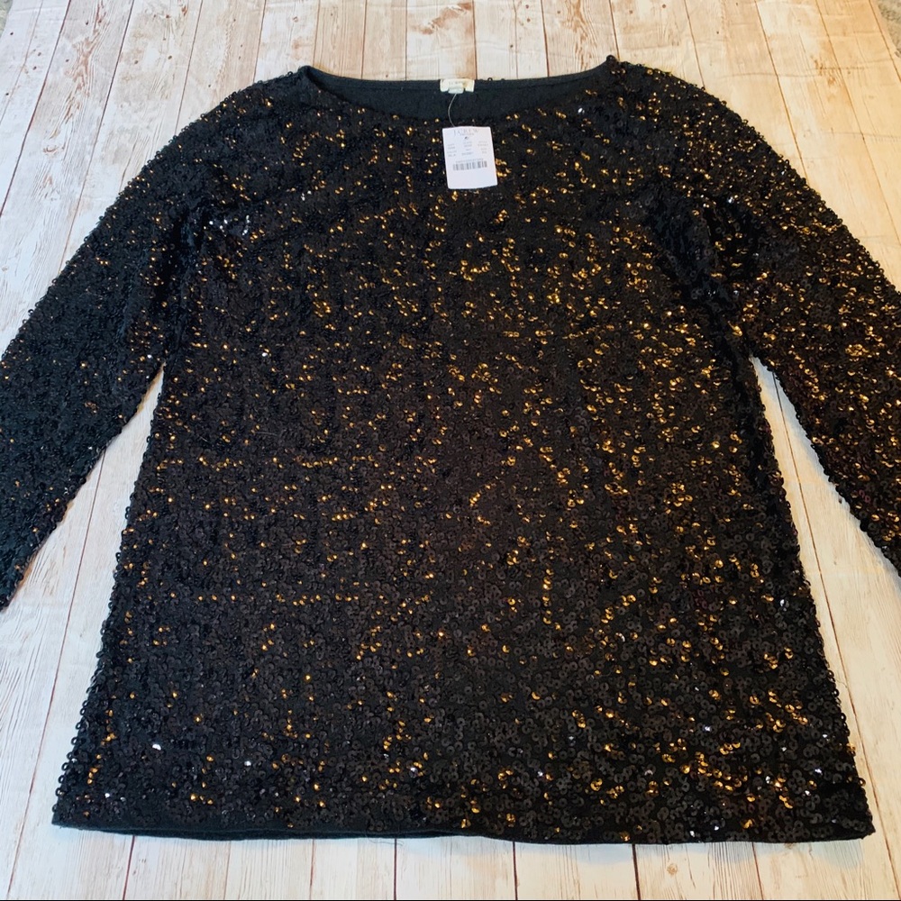 JCREW xs black NWT sequin top